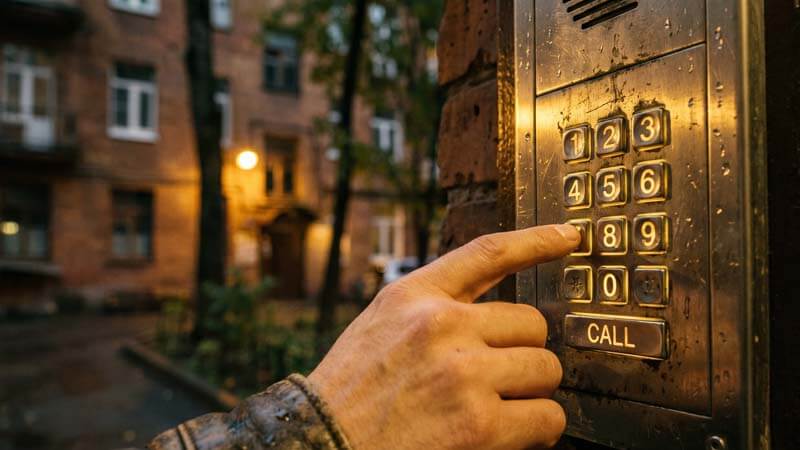 Антивандальная кодовая панель металлического домофона с подсветкой